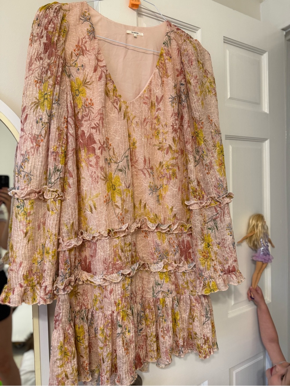 Tularosa Pink Floral Mini Dress with Yellow Accents